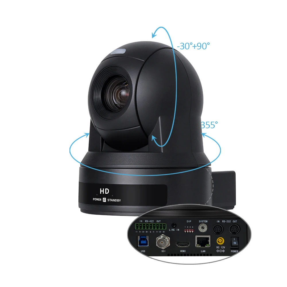 JJTS NDI AI Auto-Tracking Live Streaming 30X Optical Zoom SDI/HDMI/USB Video Conference Room Camera FHD 1080P 60FPS for Church