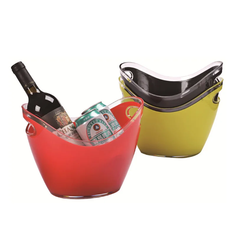 Top Seller 2024 boat shape plastic double wall blue color wine ice bucket champagne ice buckets wine cooler chiller tub