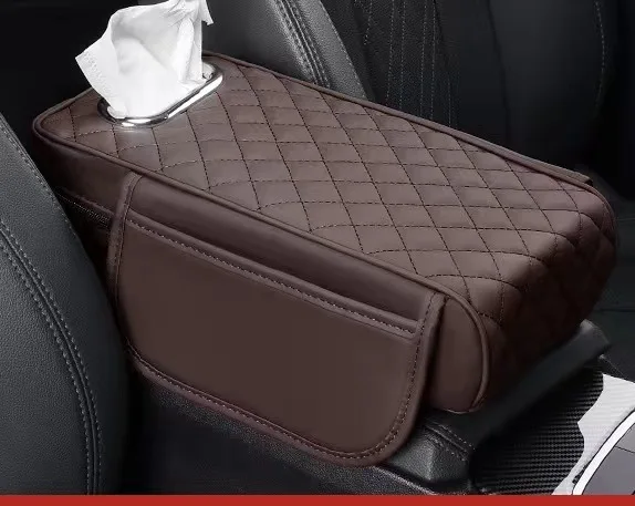 Memory Foam Extender Cushion Protector Tissue Holder Facial Napkin Holder Leather Armrest Box Mat Car Center Console Box Cover