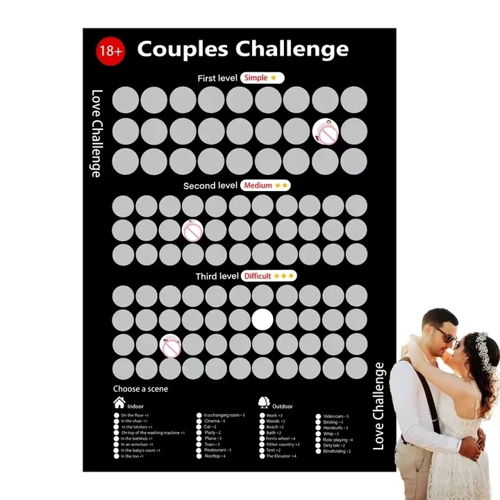 100 Things  Adult Sex Scratch Off Poster for Love Game Playing Date Night Scratch Poster Creative Gift Party Games for Couple