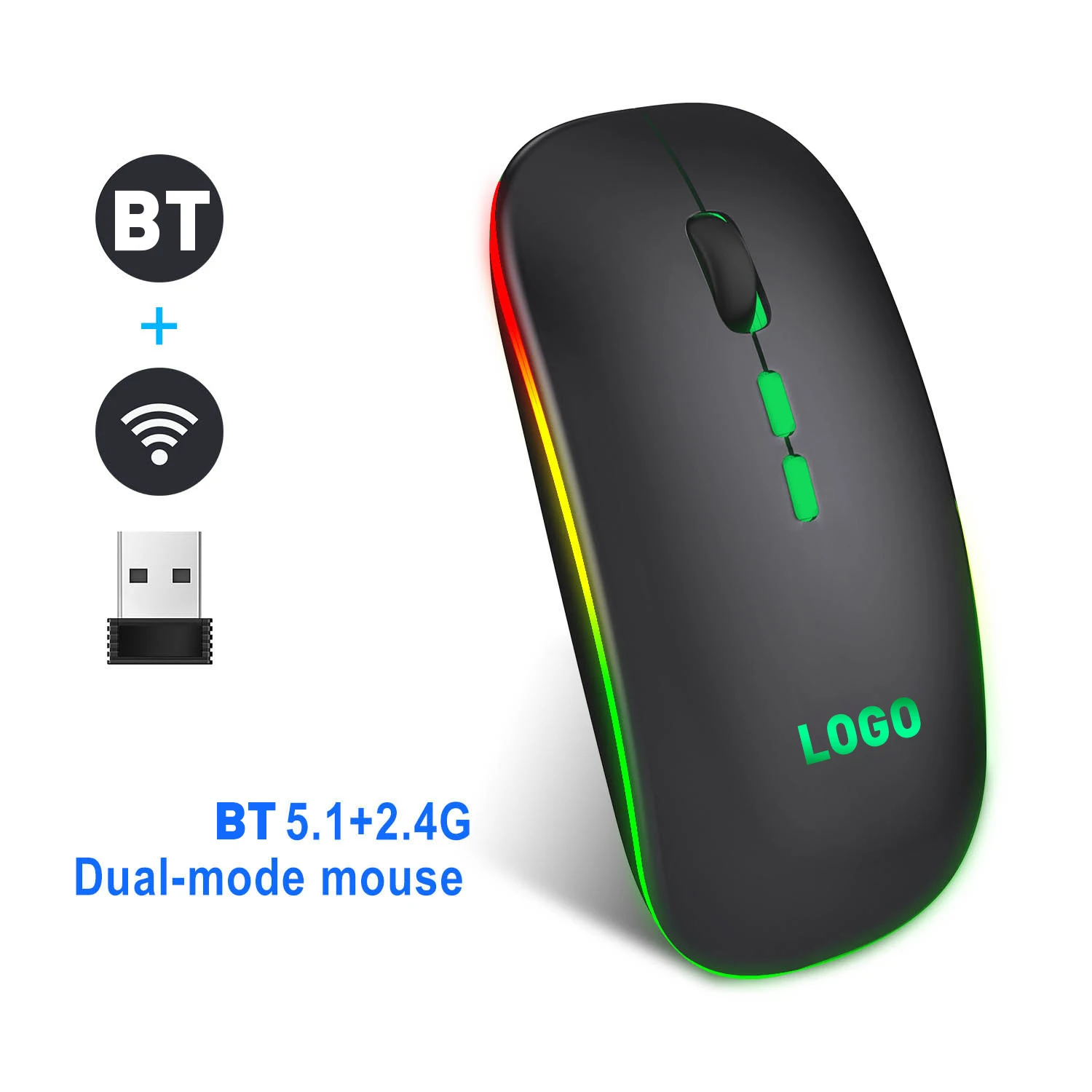 USB компьютерная мышь, беспроводная игровая мышь, цветная светодиодная подсветка, перезаряжаемая мышь для ноутбука