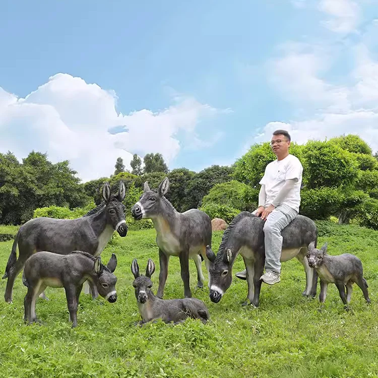 F024 Simulation donkey statue donkey sculpture outdoor garden lawn landscape decoration fiberglass animal ornaments
