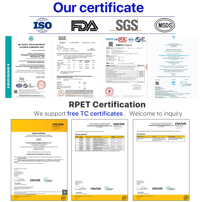 Printing LOGO Plastic pp Pet Cup  95 Caliber 360ml 500ml 700ml Transparent PET clear Plastic Cups with Lid and Straw