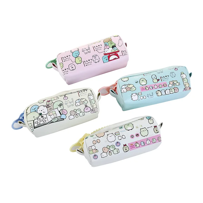 Cartoon Simple Pencil case Cute PU Leather Personality Zipper Student Large Capacity Stationery Bag high quality pencil case bag