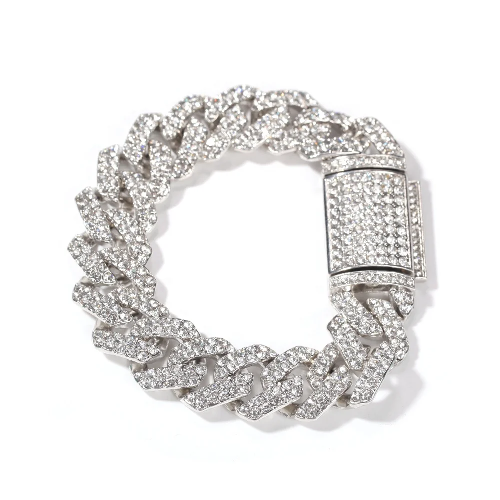  Custom INS Trendy Hip Hop Punk Zirconia Bracelets with Cuban Chain for Minimalist