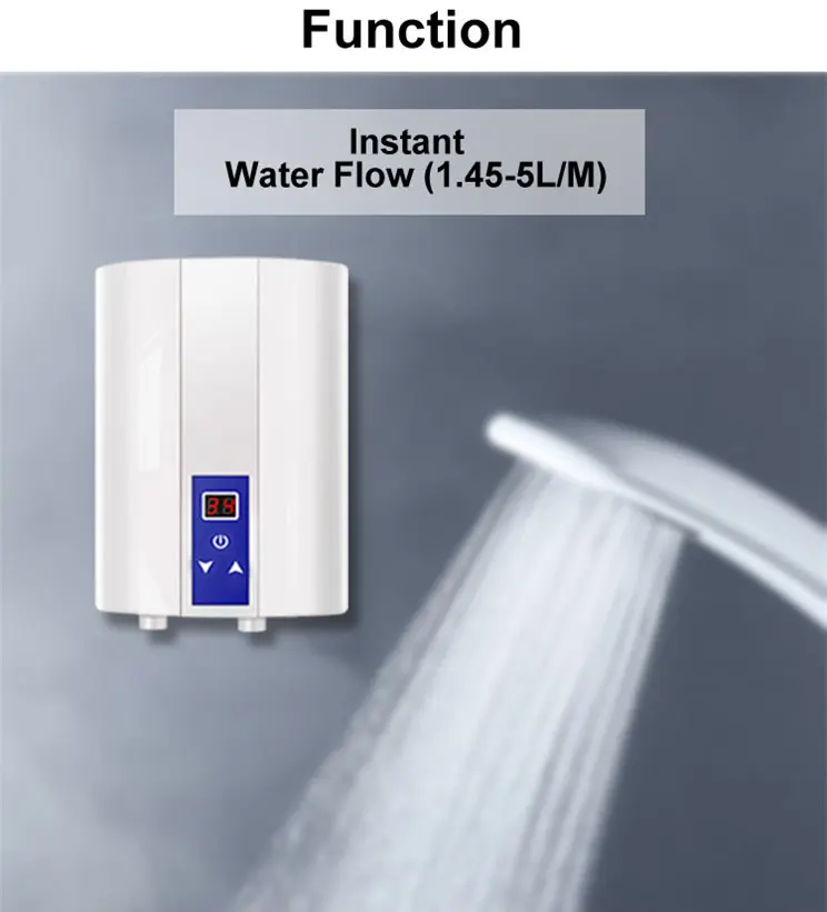 220v 3-5 kw quick heating kitchen digital instant tankless electric water heater
