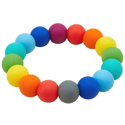 Wholesale Amazon BPA Free Baby Teething Bracelet Rings Durable Rainbow Color Food Grade Silicone Beads Baby Teether