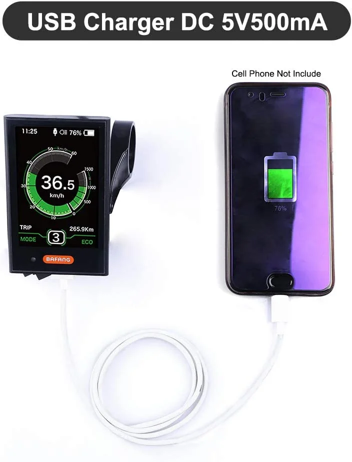 BAFANG 3.5in eBike Display DPC18 for  bafang Mid Motor 0-9 Pedal Assist Levels with Automatic Backlight UART Protocol