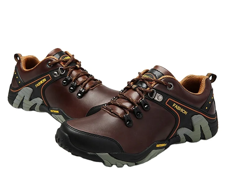 dropshipping outdoor sport shoes men genuine leather climbing hiking trekking  fashion sneakers jogging  men shoes