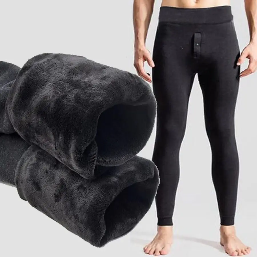 Winter Thicken 400 g Fleece Lined Fluffy Thermal Men Tights High Waist Stretch Soft Velvet Fuzzy Warm Men Leggings
