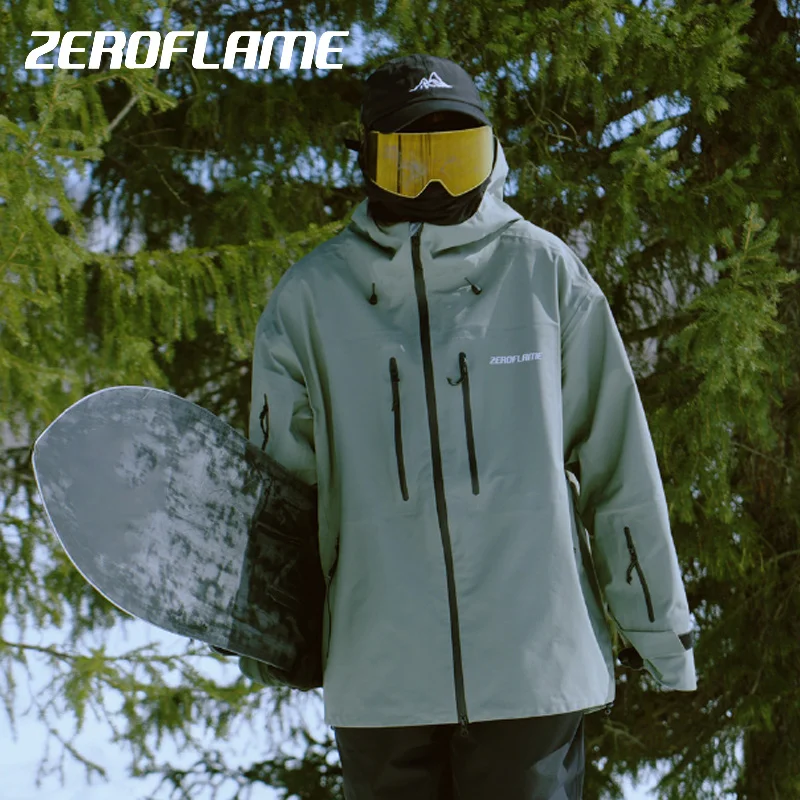 ZERO FLAME Hard Shell 3L Ski Clothes Unisex Oversize Loose New Skiing Snowboarding Climbing Couple Fashion Jacket