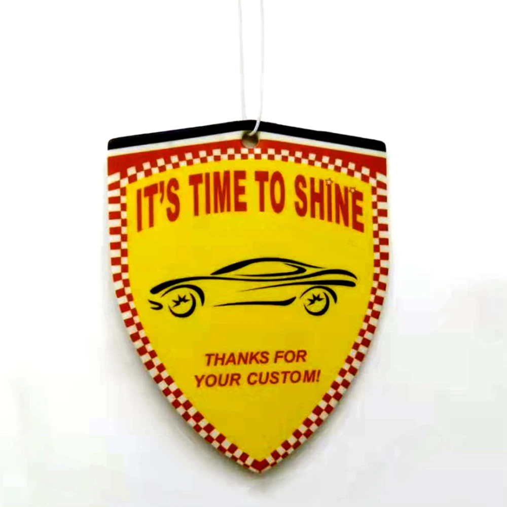 Card absorbent paper private label decoration stickers packages charcoal stick fancy fruits scents car perfume freshener