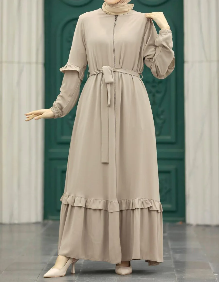 Crew Neck Women Abaya Dubai Muslim Dresses Elegant Turkish Muslim Modest Clothing Ethnic Dresses