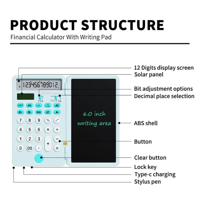Factor Price Mini Calculator 6.5 Inch Digital Graphic Tablet LCD Writing Pad With Stylus Pen Portable Calculators Notepad AB0608