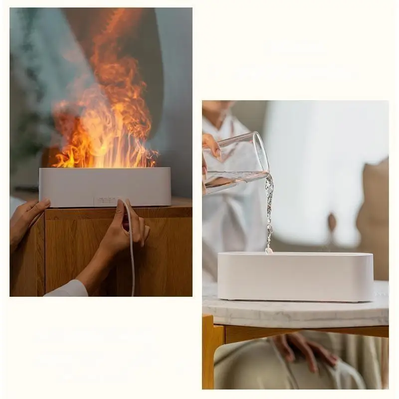 Hot Selling Products 2023 USB Portable Ultrasonic Air Diffuser Essential Oils Flame Humidifier For Home Use