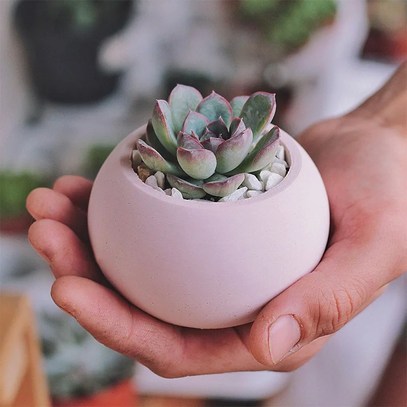 White Succulent Plantpot Molde Silicone Concrete Planter Mold Round Flower Pot Planters Moulds