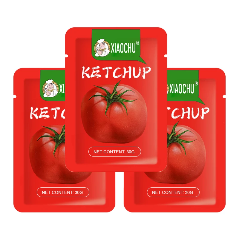 China Supplier Custom Printing Heat Seal Flat Empty Packaging Small Tomato Paste Sauce Ketchup Sachet Packets
