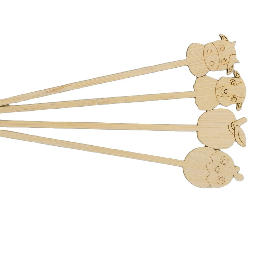 Party Small Cute Animal Cocktail Fondue Salad Dessert Cake Fruit Picker Mini Wooden Disposable Bamboo Forks