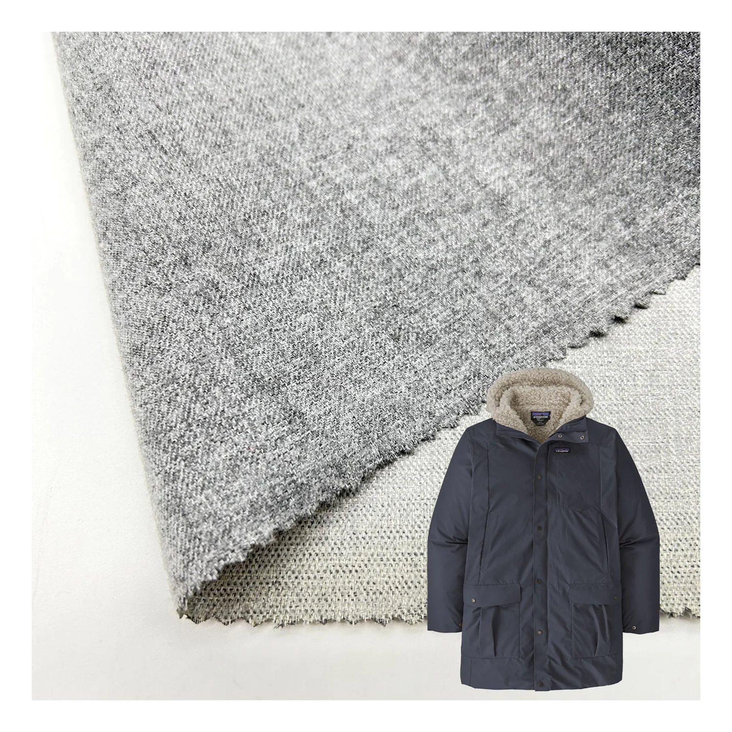 wholesale cottony touch 100% polyester twill waterproof TPU Laminated Membrane  heather grey gabardine fabric forcoat