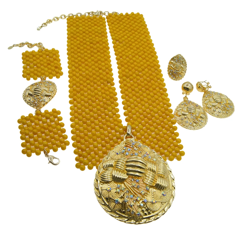 Zhuerrui Italy Gold Plated Women Bridal Jewelry Sets Latest Coral Beads Handmade Jewelry Sets Necklace Bracelet Earrings H40001