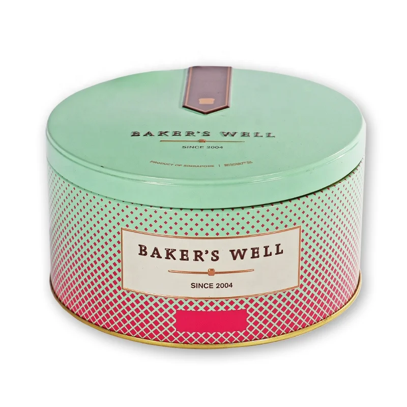 Factory Hot Sell Empty Biscuit Box with Airtight Lid Round Cookie Tin Can