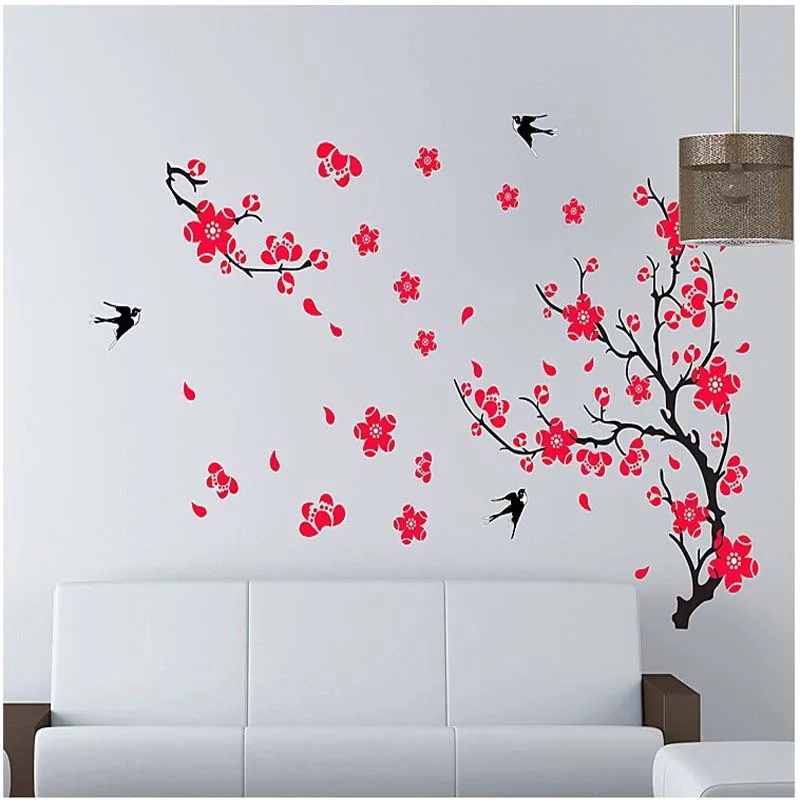 Plum swirling self-adhesive bedroom living room decoration PVC material removable wall stickers