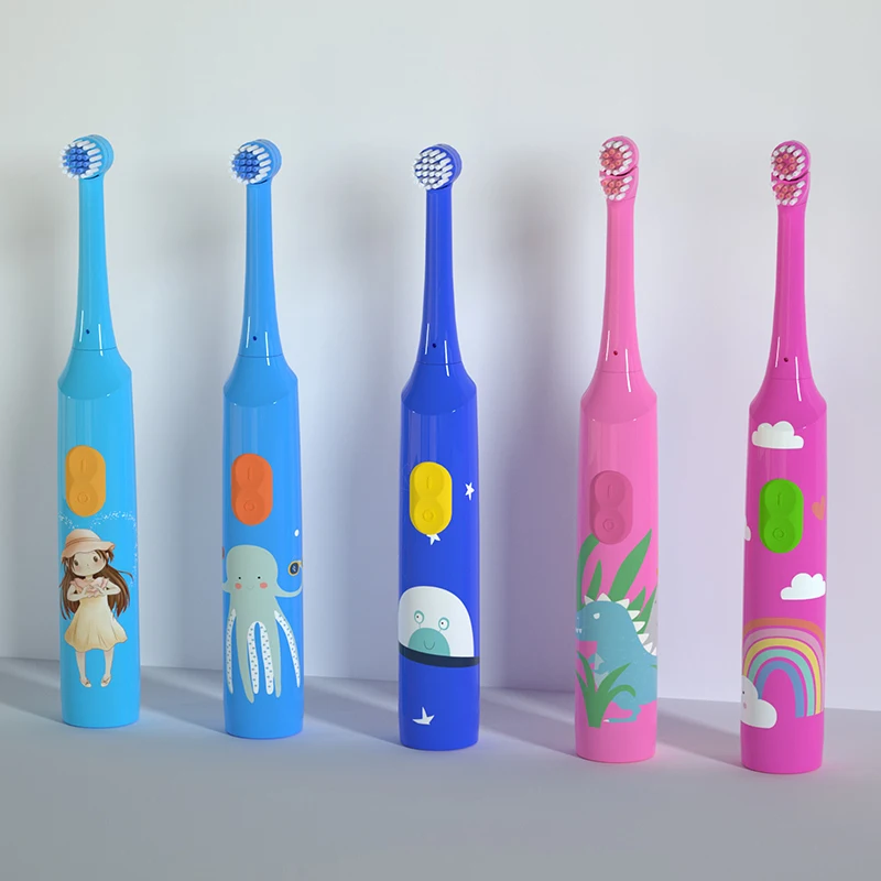 2022 free customized waterproof silicone baby children kids 360 rotary electric toothbrush