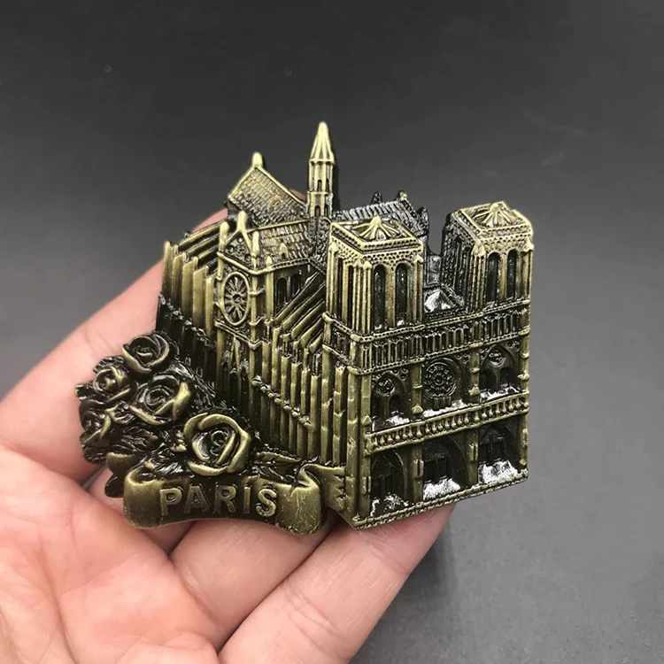 Factory Made Metal Landmark Design Tourist Souvenirs Bronze Color Paris Ref Magnet