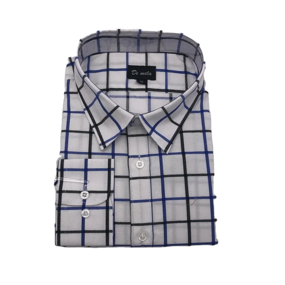 High Quality Custom 100% Cotton Long Sleeve Turn Down Collar Casual Plaid Shirt For Boys
