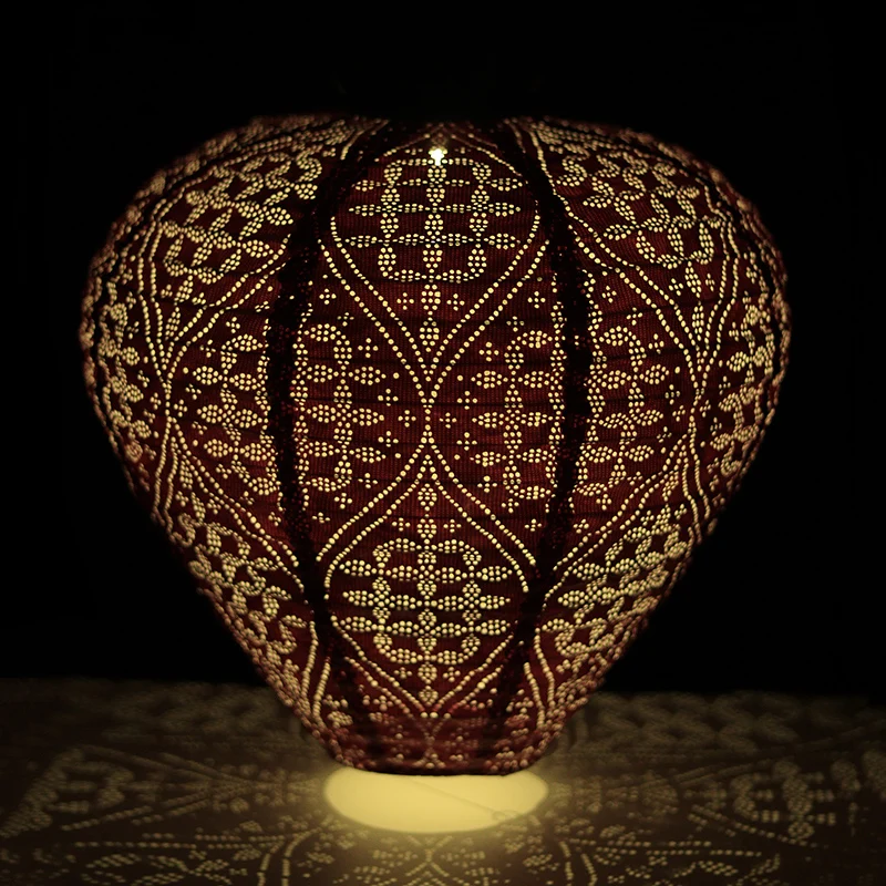 Nicro Pearl Wave Geometric Lace Pattern Waterproof LED Lamp Thick Paper Outdoor Solar Lantern Lights Garden Room Tyvek Lantern