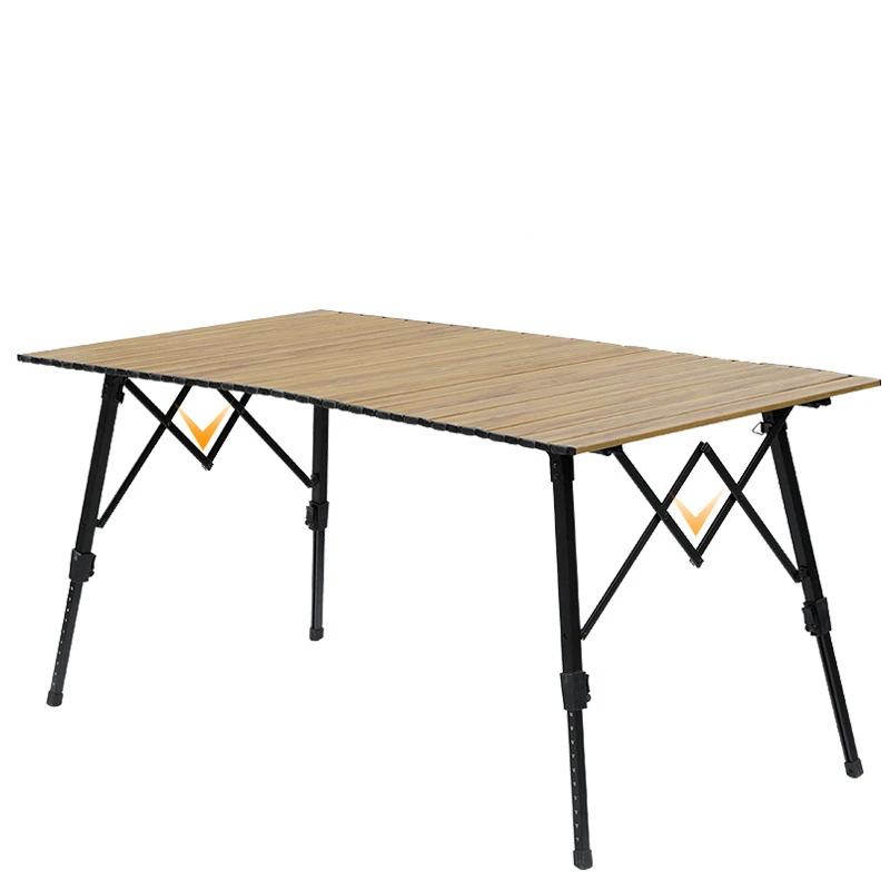 Outdoor Folding  Camping Telescopic Lifting Wood Grain Aluminum Alloy desk Family BBQ Picnic Travel Table