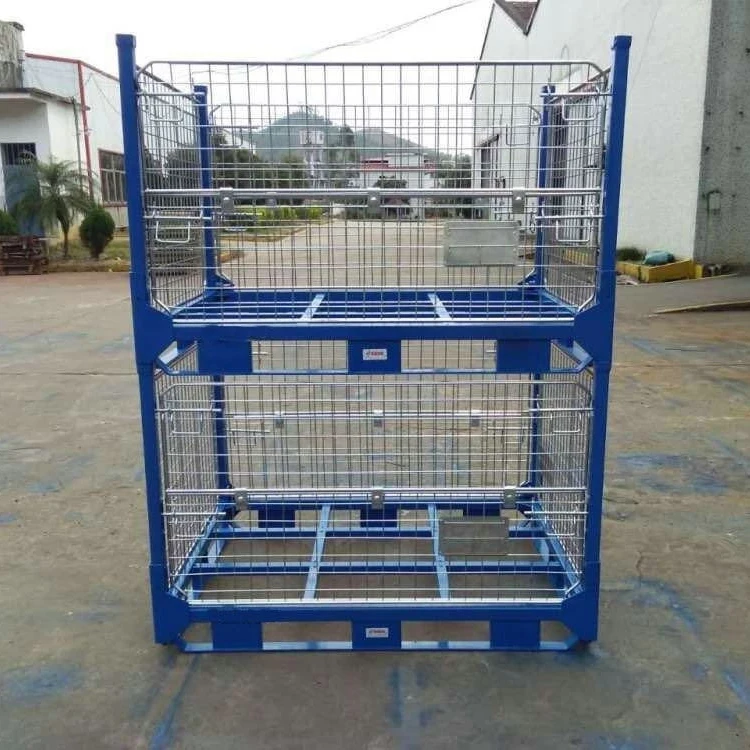 Mesh Pallet Box Collapsible Containers Metal Storage Basket Wire Storage cage,Warehouse Cage Heavy Duty Collapsible Box