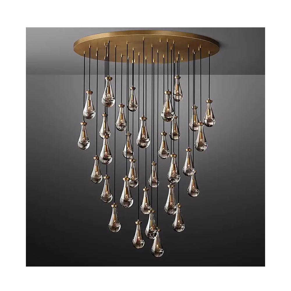 Odm Iron Leisure Facilities Mini Crystal Chandelier Raindrops Chandelier Lighting Round Lamp Pendant Light High Ceiling Luxury