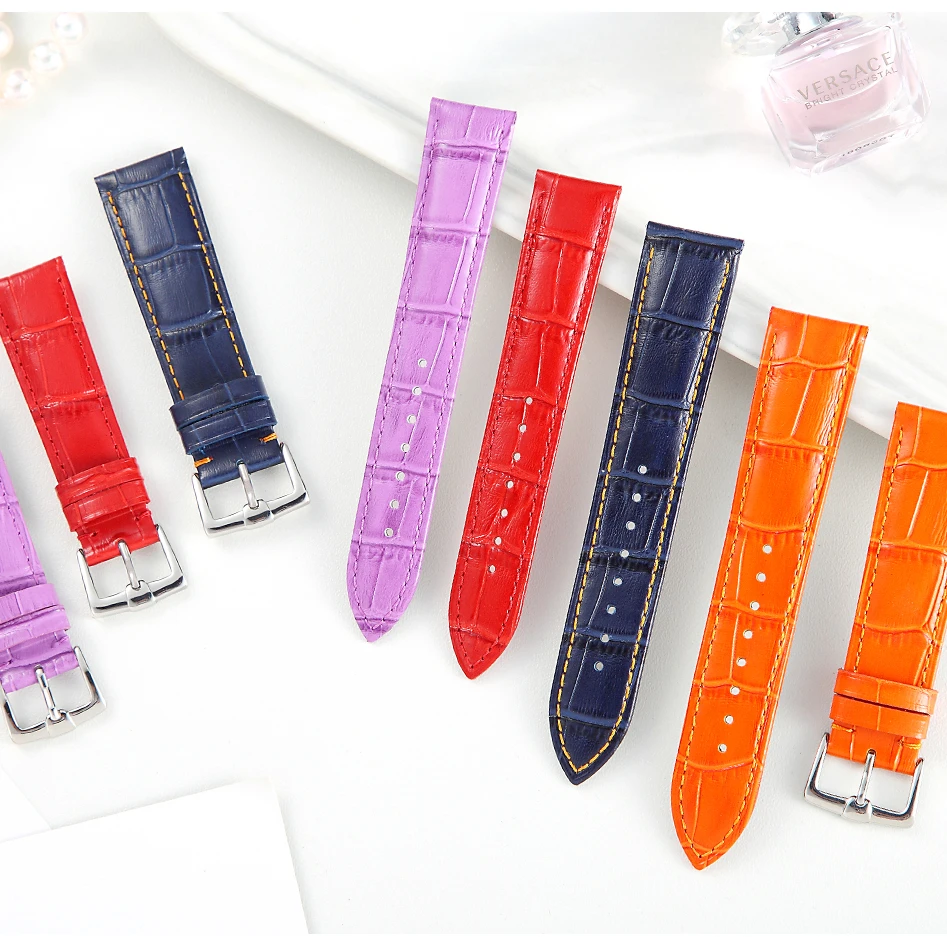 Ремешок из зернистой кожи для наручных часов, итальянский кожаный браслет для часов с пряжкой 316LSS tang, 12/14/15/16/18/19/20/21/22 мм