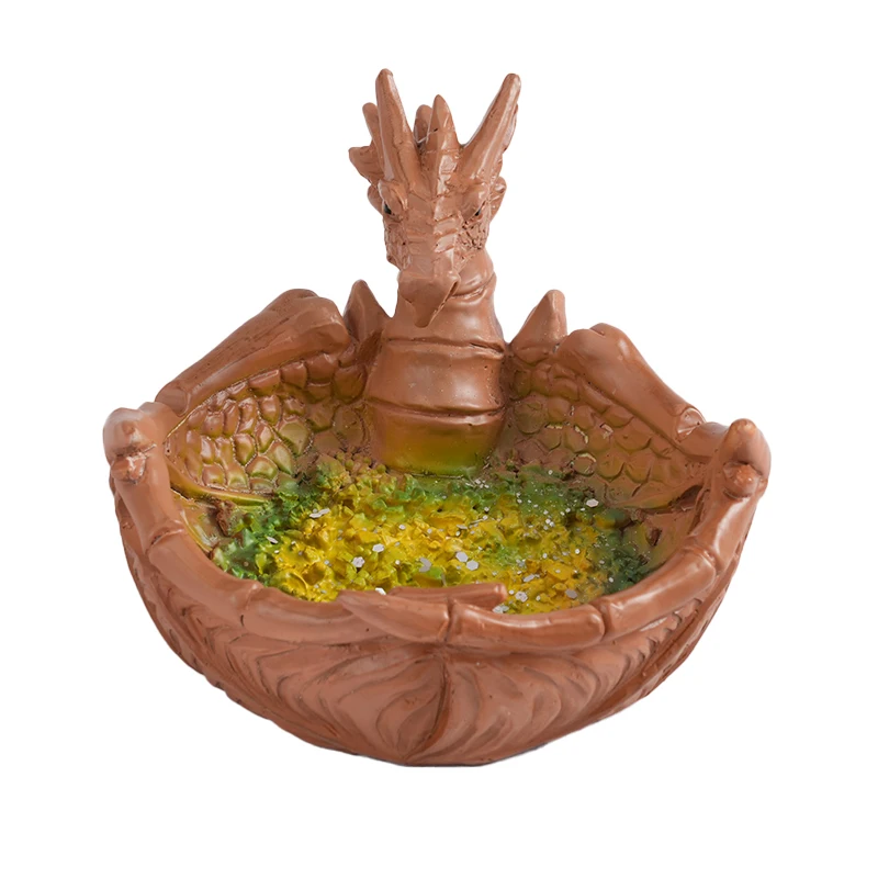 2024 Wholesale Good Quality Custom Logo Standing Ashtray Resin Ashtray Fire-breathing Dragon Resin Sshtray
