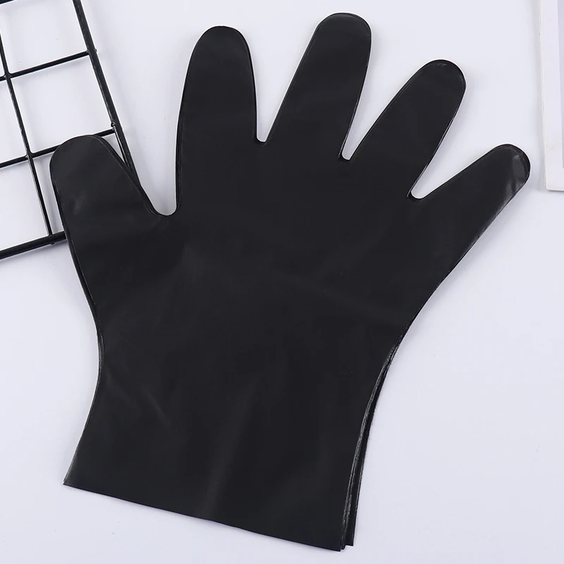 Takeaway PE Plastic Gloves for Finger Protection Food Grade Kitchen Disposable Polythene Gloves Black