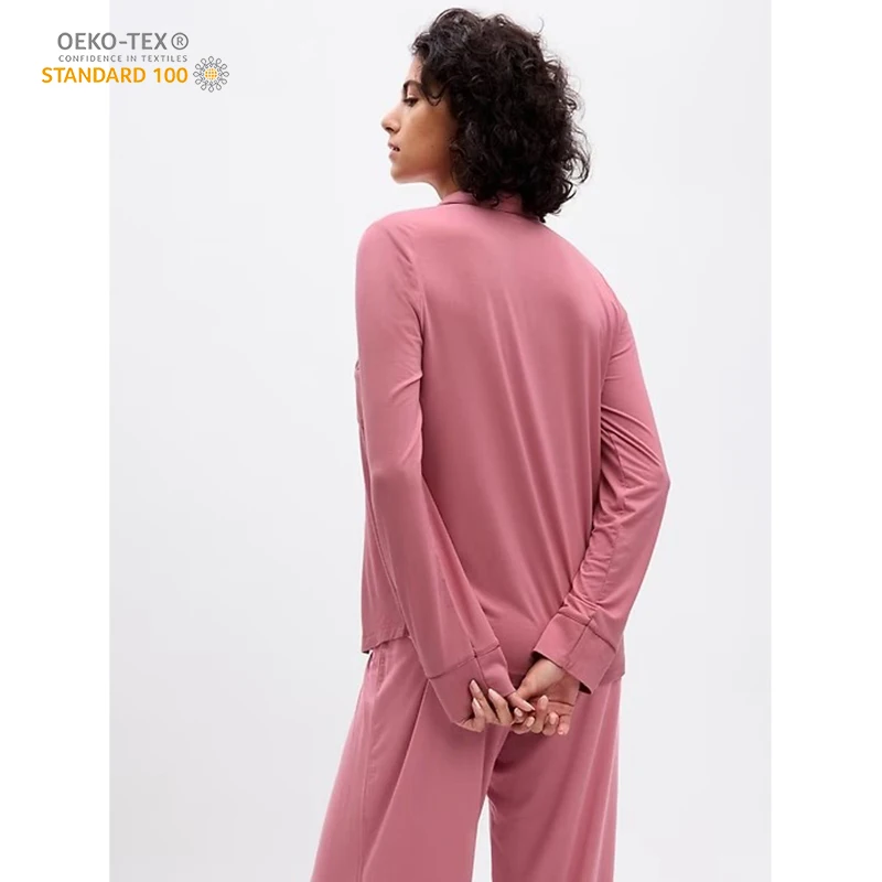 Recycled Summer Bamboo pajamas for women Sleepwear Organic Cotton  Long Sleeve & pants Nightwear Modal Pajamas sleepwear Set