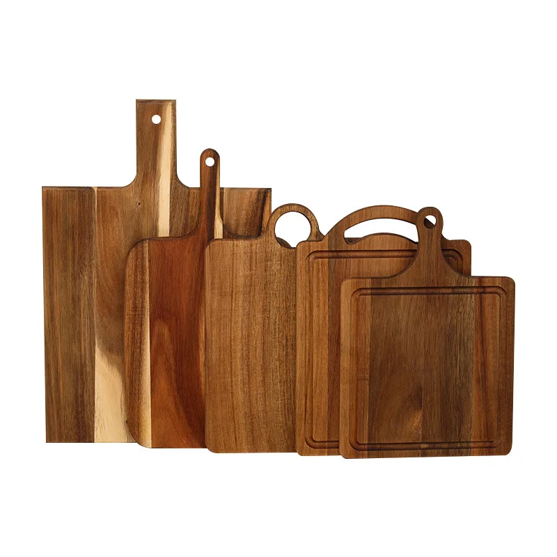 Acacia Wood Cutting Board with Albizia Wood Handle Solid Wood Chopping Board for Pizza and Steak
