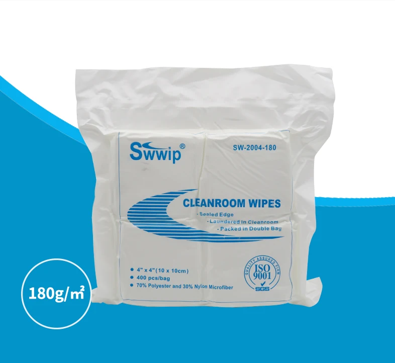 180gsm 400 sheets white dry industrial lint free cleaning 10*10cm cleanroom glasses cloth microfiber electrostatic wipe