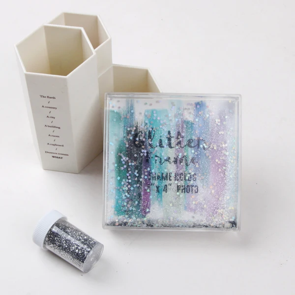 neon custom acrylic photo frame with liquid glitter sequins shimmy shake photo frames plastic acrylic frames