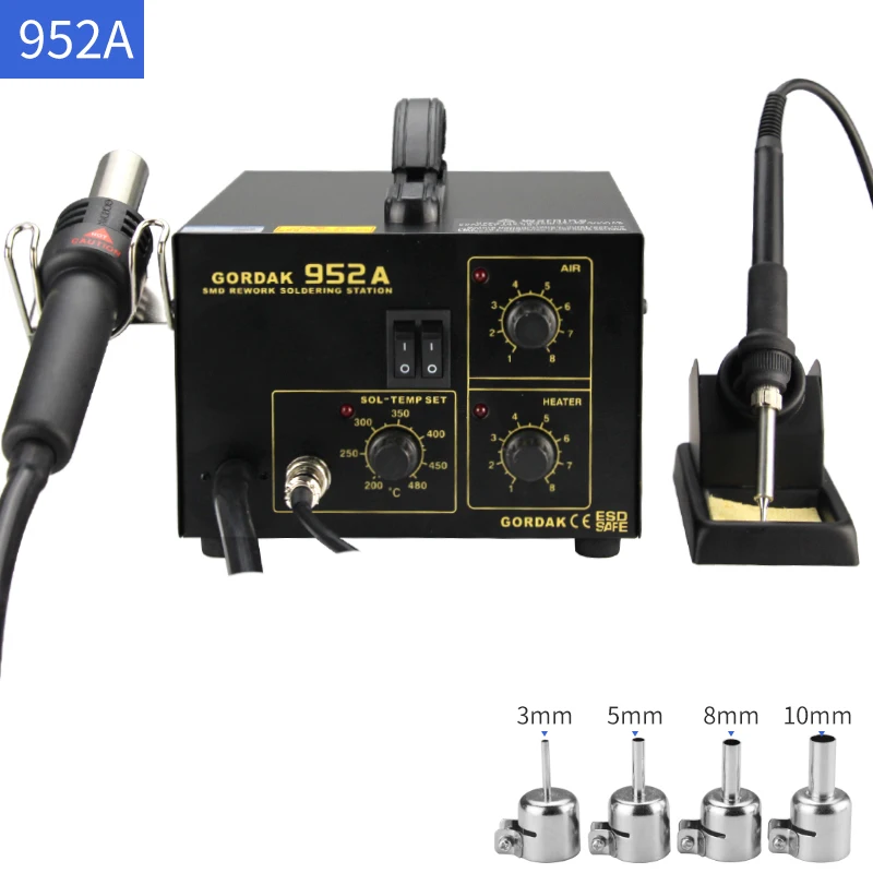 GD952 2 в 1 двойная цифровая паяльная станция 220V SMD машина горячего воздуха пистолет Набор Комплект сварки Инструменты для ремонта