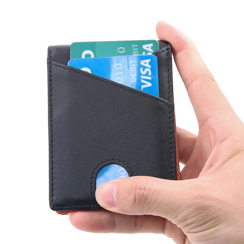  Мужские Rfid Блокировка функция Логотип Индивидуальные OEM из натуральной кожи зажим для купюр выдвижной дизайн денег держатель карт