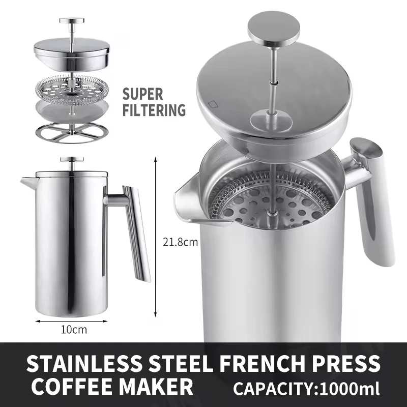 Prensa Francesa French Press Suppliers Stainless Steel Thermos Mini French Press Coffee Plunger