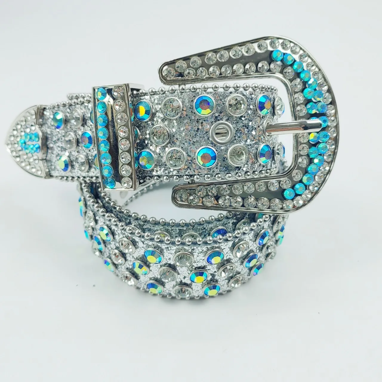 Fashion hot sale  rock  star big buckle leather rhinestone belt luxury designer women Bling Bling white diamond belts