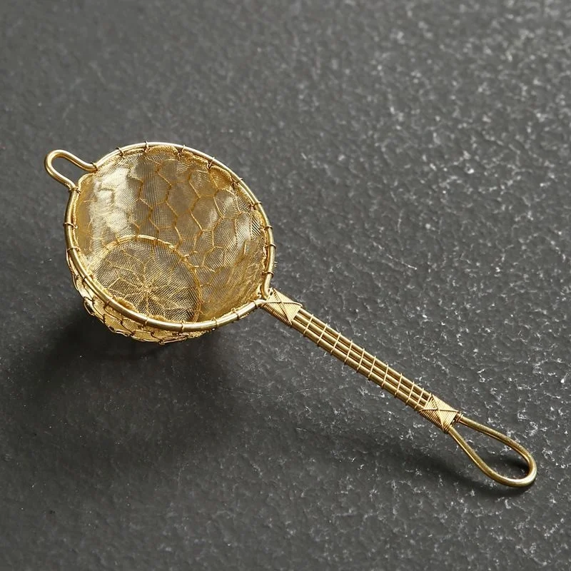 New Brass Woven Mesh Tea Strainer Hand Braided Tea Filter Strainer