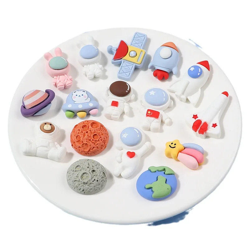 Cartoon rocket astronaut space craft accessories diy cream glue phone case materials package resin accessories materials