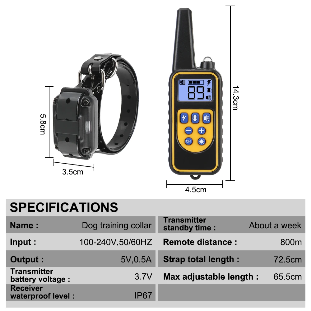 
Collar Rechargeable Electric With LCD Display for All Size Waterproof Remote Control Pet Dog Training Bark stopper 