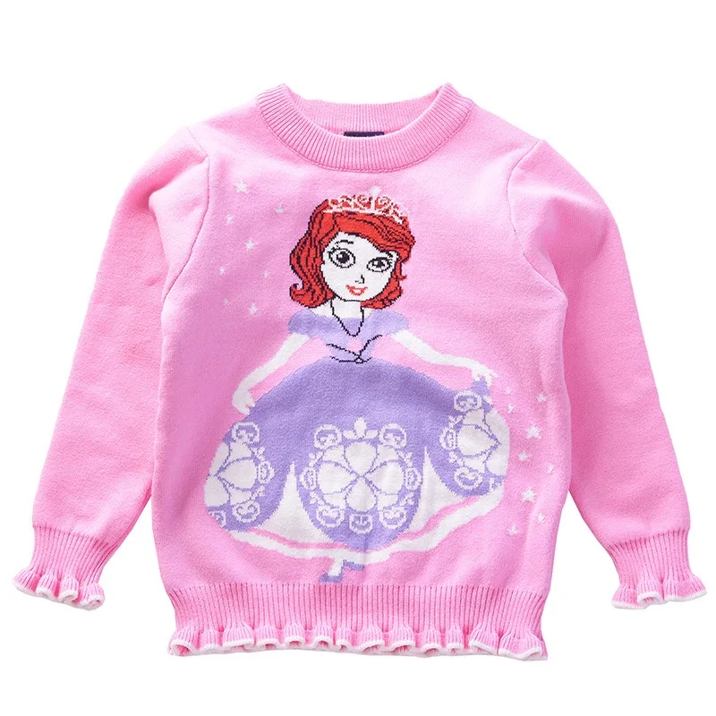 
new design princess knitted winter children woven long sleeve girl kid sweater 