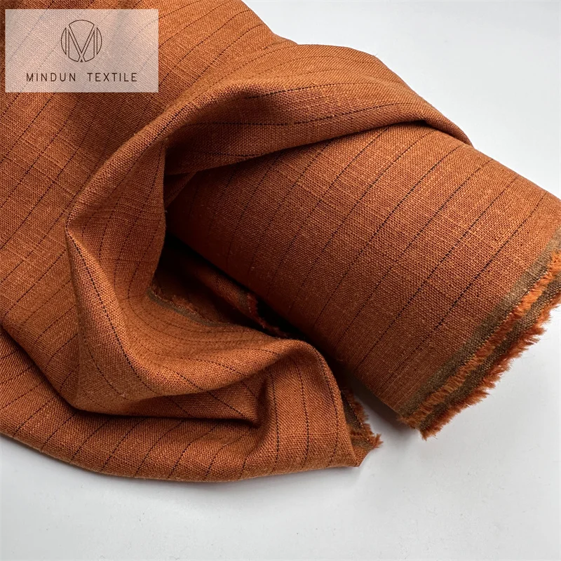 Mindun Wholesale New 170g Solid Color Linen Rayon Fabric Crepe Washed Linen Mixed Fabric