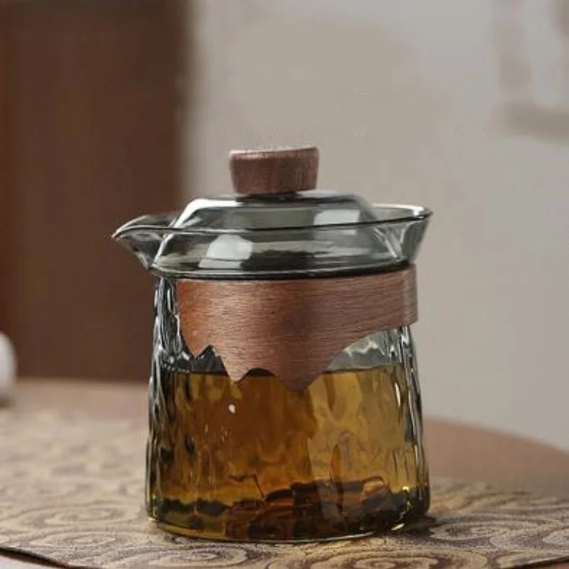 Chinese style  Creative High Borosilicate Glass Teapot with Filter Lid and Wood Grip